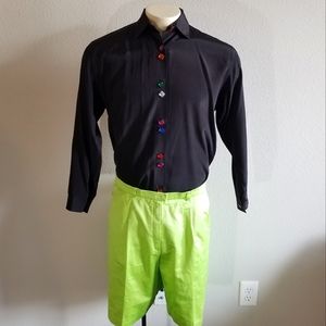 Vintage 80s/90s Judy Knapp Bejeweled Satin Black Shirt Size Small